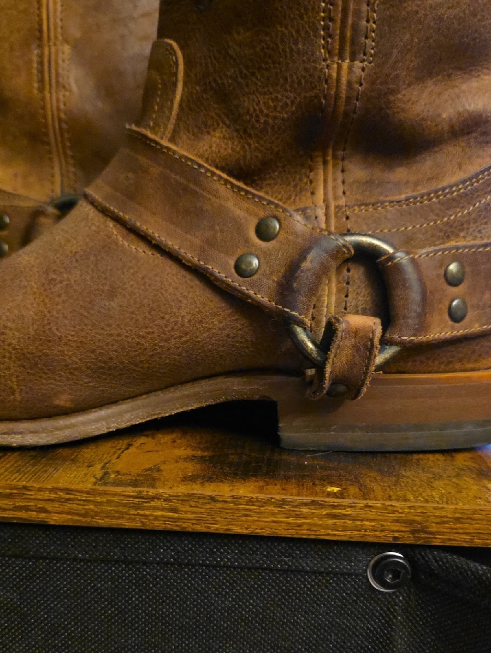 Women’s Brown Leather Harness Boots, Size 7 1/5 - Picture 12 of 16